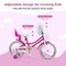 Girls Bike with Basket Doll Seat and Training Wheels Adjustable Pink Bicycle for Kids 3-8